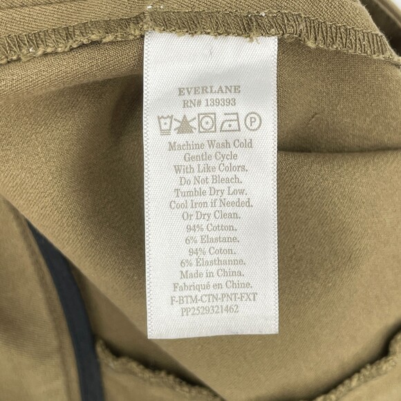 EVERLANE The Fixed Waist Stretch Cotton Trouser Pant Olive Green Size 2 - Picture 8 of 8